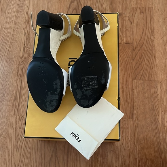 FENDI Resort black/white studded heeled sandals Size 36.5 eu - Picture 3 of 4